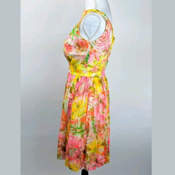 VINTAGE jr.theme 50s Floral Pleated Aline Dress - Picture 2 of 7